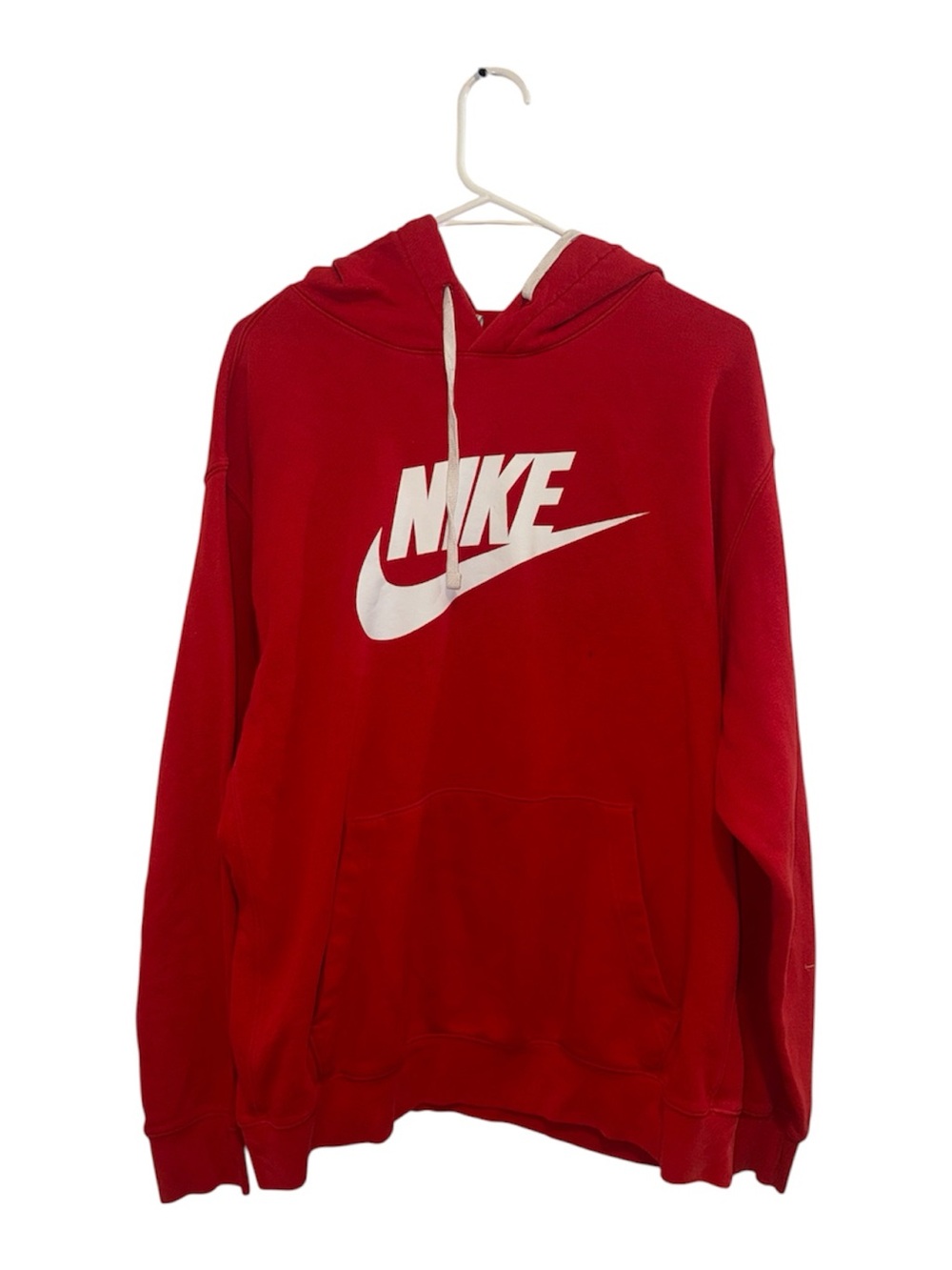 Nike Red Hoodie with White Swoosh Logo for Men